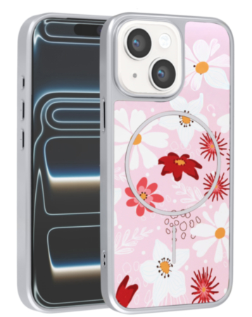 Dual Layer Flower Design Magsafe Cases - LIGHT PINK for iPhone 13 / 14 (Only Ground Shipping)
