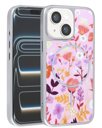 Dual Layer Flower Design Magsafe Cases - PINK for iPhone 13 / 14 (Only Ground Shipping)