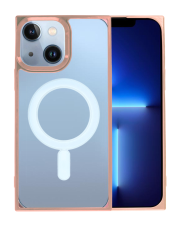 iPhone 13 / 14 Square Wireless Charging Clear Case - PINK (Only Ground Shipping)