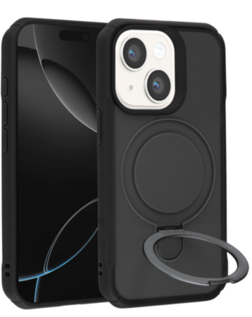 Shockproof Case with Magnetic Kickstand for iPhone 13 / 14 / 16e / 17e (BLACK) (Only Ground Shipping)