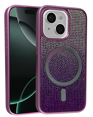 Wireless Charging Bling Diamond Crystal Case -DARK PURPLE for iPhone 13 / 14 (Only Ground Shipping)