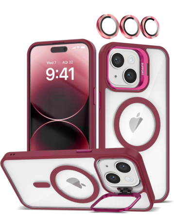 Transpalet Silicone case & Camera stand with Camera Lens - WINE for iPhone 13 / 14 (Only Ground Shipping)
