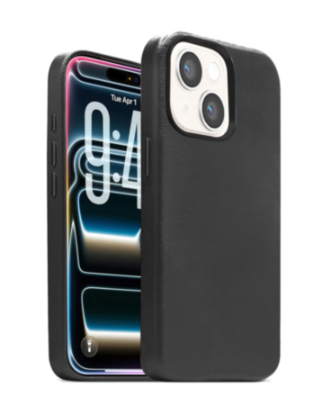 New Leather Case with Wireless Charger with IC Chip (BLACK) for iPhone 13 / 14 / 16e / 17e (Only Ground Shipping)