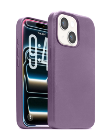 New Leather Case with Wireless Charger with IC Chip (LIGHT PURPLE) for iPhone 13 / 14 / 16e / 17e (Only Ground Shipping)