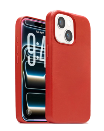 New Leather Case with Wireless Charger with IC Chip (RED) for iPhone 13 / 14 / 16e / 17e (Only Ground Shipping)