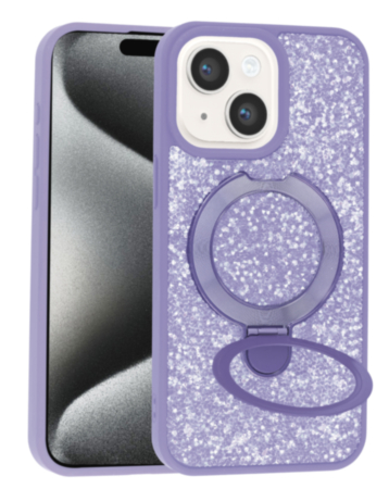Sparkle Luxury Slim Case with Magnetic Kickstand for iPhone 13 / 14 / 16e / 17e (LILAC) (Only Ground Shipping)