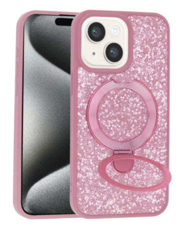 Sparkle Luxury Slim Case with Magnetic Kickstand for iPhone 13 / 14 / 16e / 17e (PINK) (Only Ground Shipping)