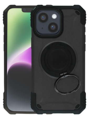 Hybrid Tuff Case with Magnetic Kickstand (BLACK) for iPhone 13 / 14 / 16E / 17E (Only Ground Shipping)