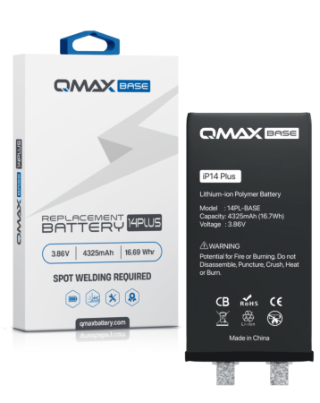 Shop the QMAX base replacement battery for the iPhone 14 Plus — 4325 mAh, spot weld required.
