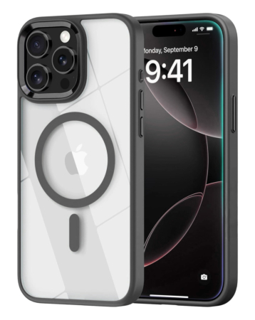 Shiny Magnetic Clear Cases -BLACK for iPhone 14 Pro Max  (Only Ground Shipping)