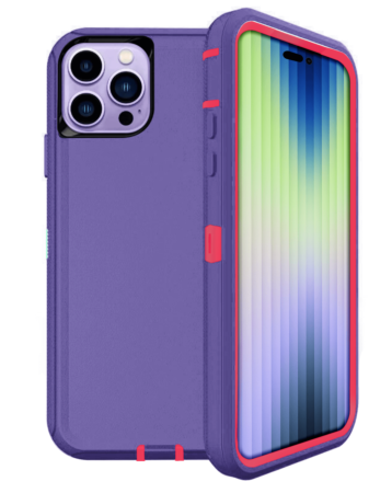 Heavy Duty Case for iPhone 14 Pro Max (DARK PURPLE & PINK) (Only Ground Shipping)