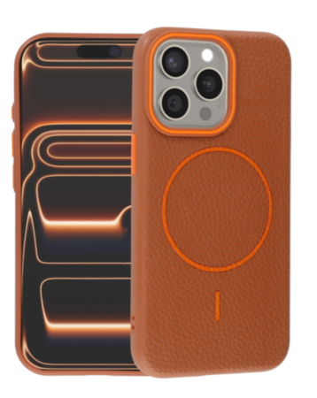 Magnetic Leather Soft Cases (GOLDEN BROWN) for iPhone 14 Pro Max (Only Ground Shipping)