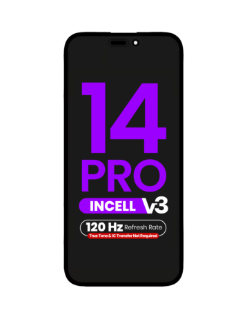 Order the LCD assembly for iPhone 14 Pro with QV7 V3 Incell display, 120Hz refresh rate, and no need for True Tone programming or IC transfer.