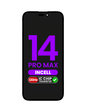 Stock up on the LCD Assembly for iPhone 14 Pro Max, aftermarket Incell QV7, 120Hz, IC transfer eligible.
