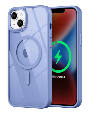 Shiny Magnetic Clear Cases -BLUE  for iPhone 15  (Only Ground Shipping)