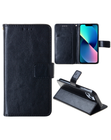 Leather Wallet Case with Card Slot - BLACK for iPhone 15 (Only Ground Shipping)
