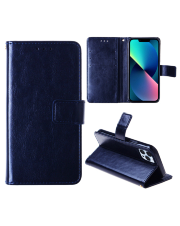 Leather Wallet Case with Card Slot - BLUE for iPhone 15 (Only Ground Shipping)