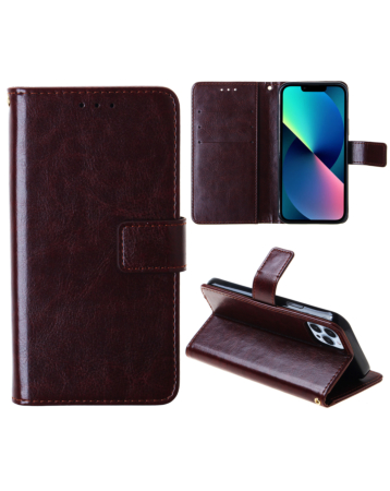 Leather Wallet Case with Card Slot - BROWN for iPhone 15 (Only Ground Shipping)