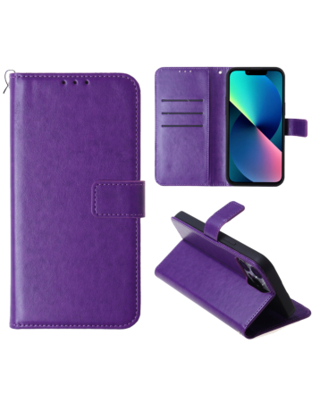 Leather Wallet Case with Card Slot - PURPLE for iPhone 15 (Only Ground Shipping)