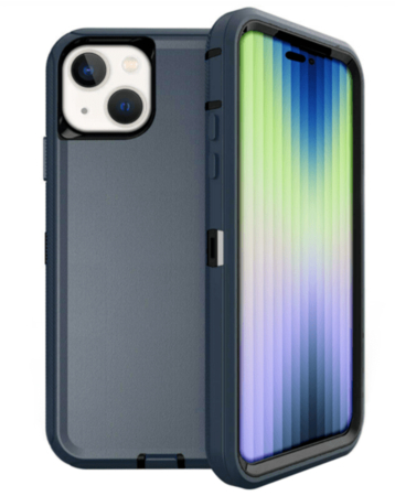 Heavy Duty Case for iPhone 15 (DARK BLUE & BLACK) (Only Ground Shipping)