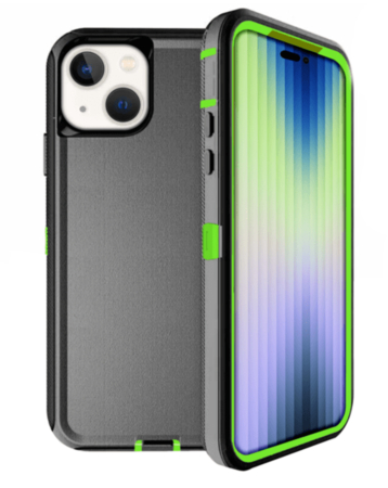 Heavy Duty Case for iPhone 15 (BLACK & GREEN) (Only Ground Shipping)