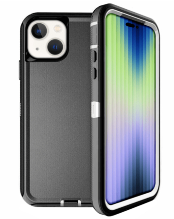 Heavy Duty Case for iPhone 15 (BLACK & WHITE) (Only Ground Shipping)
