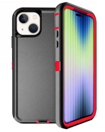 Heavy Duty Case for iPhone 15 (BLACK & RED) (Only Ground Shipping)