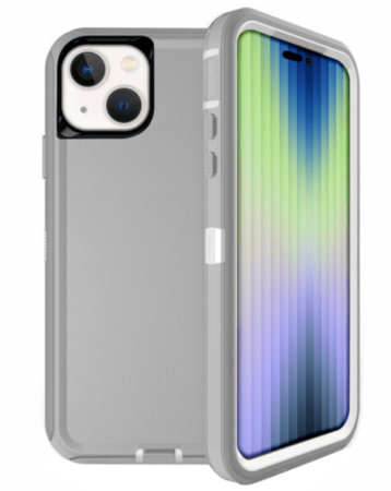 Heavy Duty Case for iPhone 15 (GRAY & WHITE) (Only Ground Shipping)