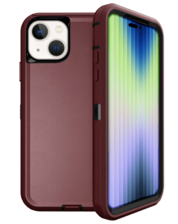 Heavy Duty Case for iPhone 15 (MAROON & BLACK) (Only Ground Shipping)