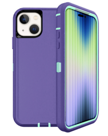 Heavy Duty Case for iPhone 15 (PURPLE & TEAL) (Only Ground Shipping)