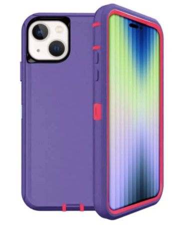 Heavy Duty Case for iPhone 15 (DARK PURPLE & PINK) (Only Ground Shipping)