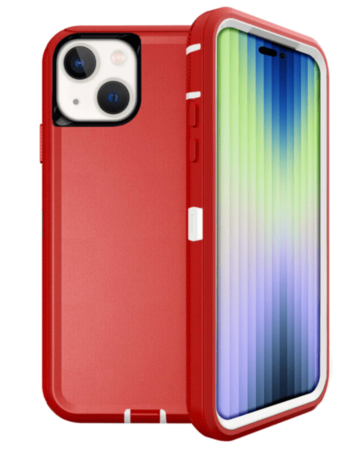 Heavy Duty Case for iPhone 15 (RED & WHITE) (Only Ground Shipping)
