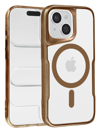 Glossy & Transparent Magnetic Case - DESERT GOLD for iPhone 15 (Only Ground Shipping)