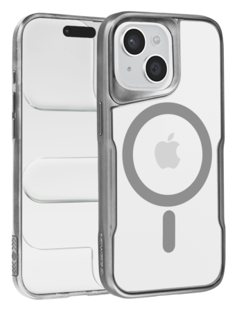 Glossy & Transparent Magnetic Case - SILVER for iPhone 15 (Only Ground Shipping)