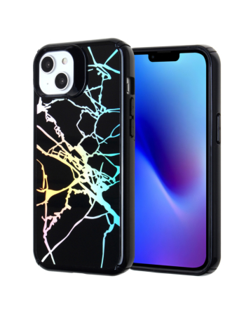 iPhone 14 Plus / 15 Plus Wireless Charging Fashion Heavy Duty Case - BLACK MARBLE (Only Ground Shipping)