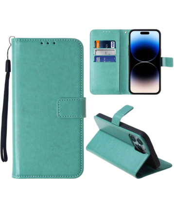 iPhone 14 Plus / 15 Plus Leather Wallet Case with Card Slot - TEAL (Only Ground Shipping)