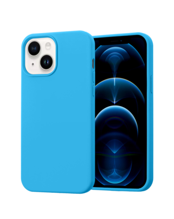 iPhone 14 Plus / 15 Plus Soft Solid Silicone Case (Full Buttom Cover) - LIGHT BLUE (Only Ground Shipping)