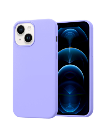 iPhone 14 Plus / 15 Plus Soft Solid Silicone Case (Full Buttom Cover) - LILAC (Only Ground Shipping)