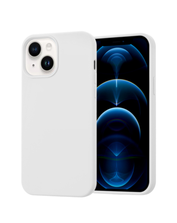 iPhone 14 Plus / 15 Plus Soft Solid Silicone Case (Full Buttom Cover) - WHITE (Only Ground Shipping)