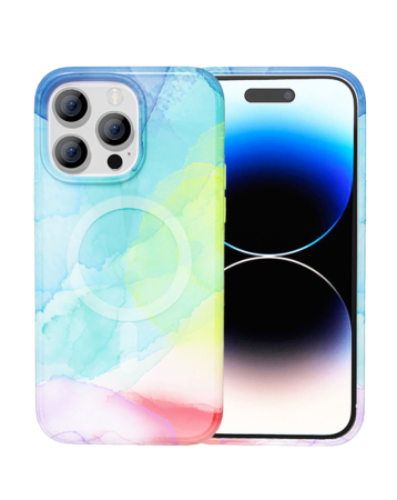 Full Ink Painting Wireless Charging Case - RAINBOW for iPhone 15 Pro (Only Ground Shipping)