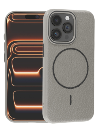 Magnetic Leather Soft Cases - TITANIUM GRAY for iPhone 15 Pro (Only Ground Shipping)