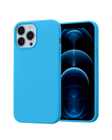 Soft Solid Silicone Case (Full Buttom Cover) - LIGHT BLUE for iPhone 15 Pro (Only Ground Shipping)