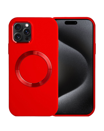 Soft Solid Silicone Case with Wireless Charging - RED for iPhone 15 Pro (Only Ground Shipping)