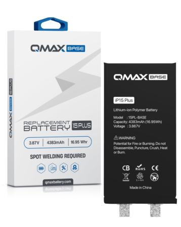 Purchase the QMAX Base Replacement Battery for iPhone 15 Plus, spot weld required.
