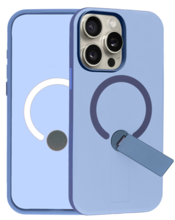 Shockproof Rugger Magnetic Case with Kickstand (BLUE) for iPhone 15 Pro Max (Only Ground Shipping)