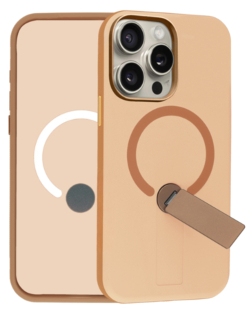 Shockproof Rugger Magnetic Case with Kickstand (BROWN) for iPhone 15 Pro Max (Only Ground Shipping)