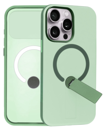 Shockproof Rugger Magnetic Case with Kickstand (GREEN) for iPhone 15 Pro Max (Only Ground Shipping)