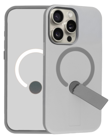 Shockproof Rugger Magnetic Case with Kickstand (GRAY) for iPhone 15 Pro Max (Only Ground Shipping)