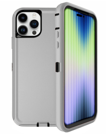 Heavy Duty Case for iPhone 15 Pro Max (GRAY & BLACK) (Only Ground Shipping)
