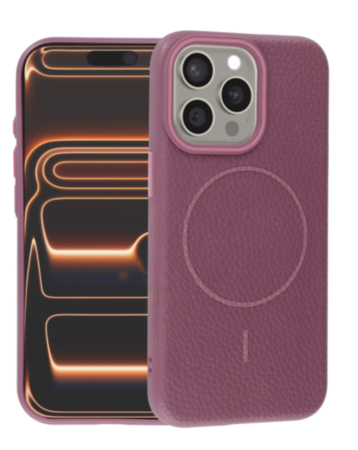 Magnetic Leather Soft Cases (SUNSET PURPLE) for iPhone 15 Pro Max (Only Ground Shipping)
